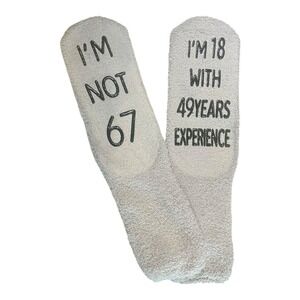 New Happypop Cupcake Socks 67th Birthday "Not 67 but 18 w/ 49 Years Experience"